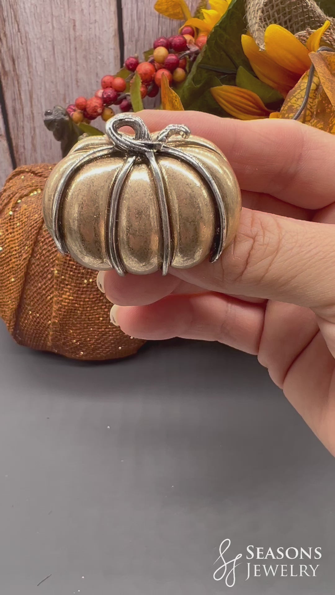 Mixed Metal Pumpkin Pin/Pendant