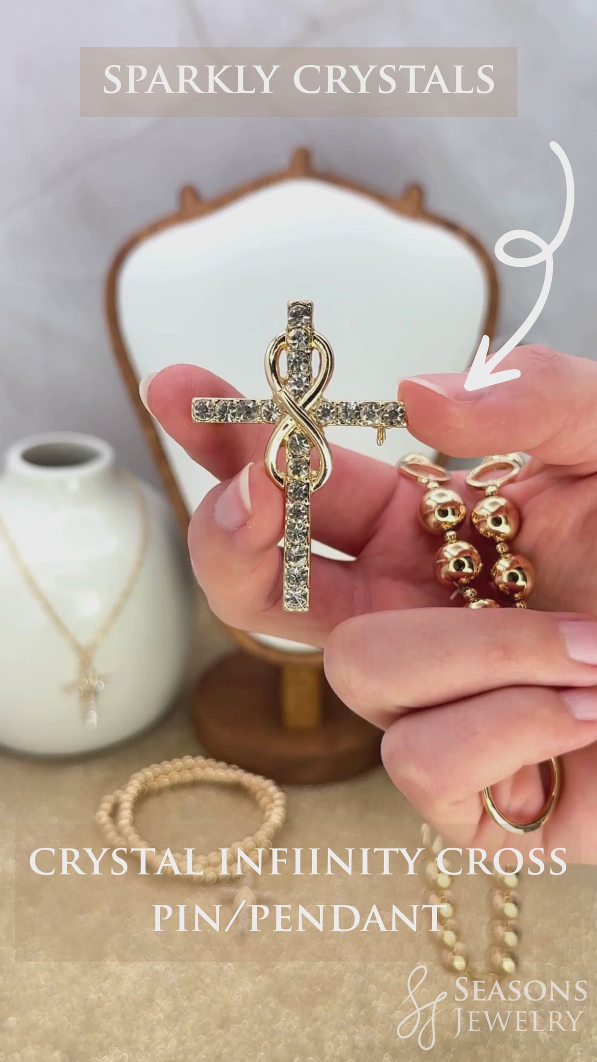 Crystal Infinity Cross Pin/Pendant