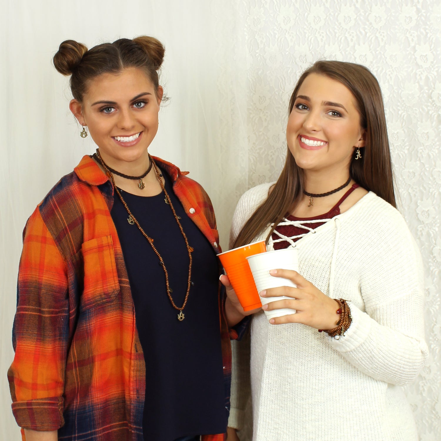 Auburn Wood Bead Stretch Necklace/Bracelet