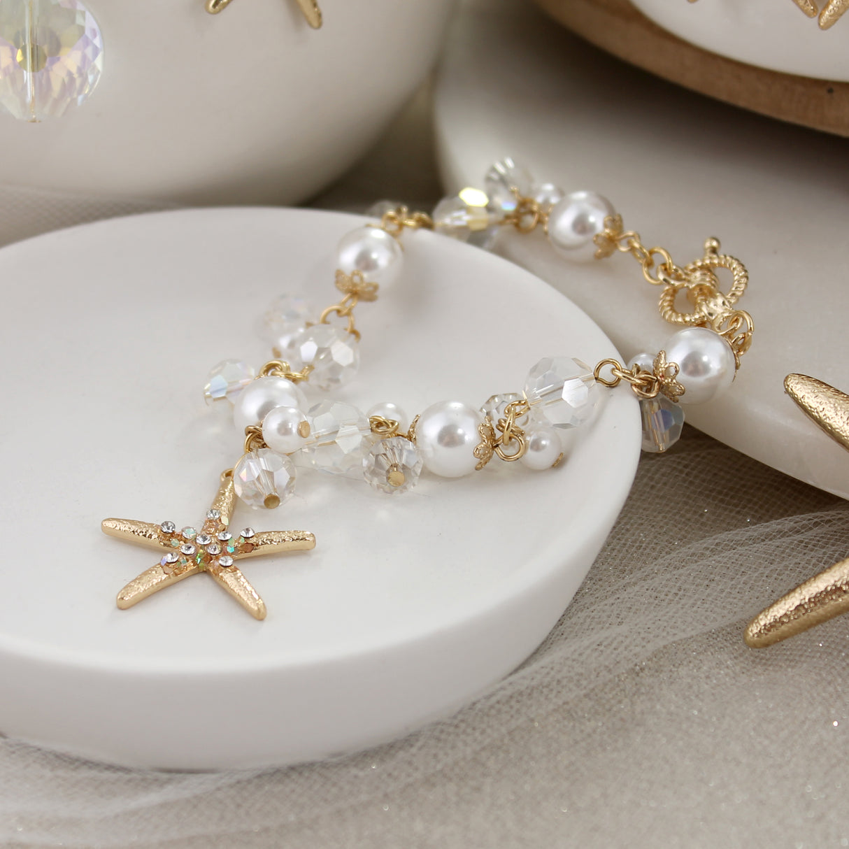 Gold Starfish Toggle Clasp Bracelet