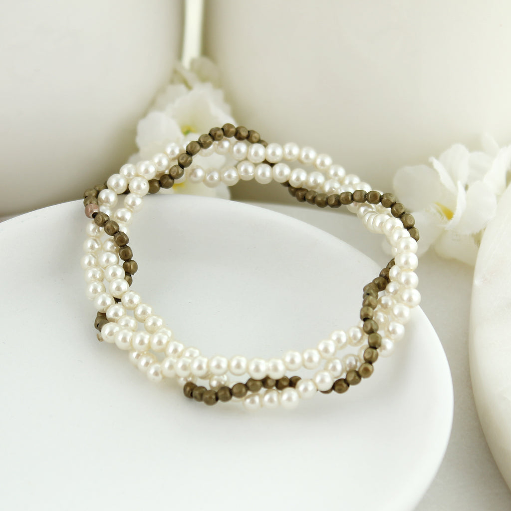 Pearl & Vintage Seed Bead Stretch Bracelet