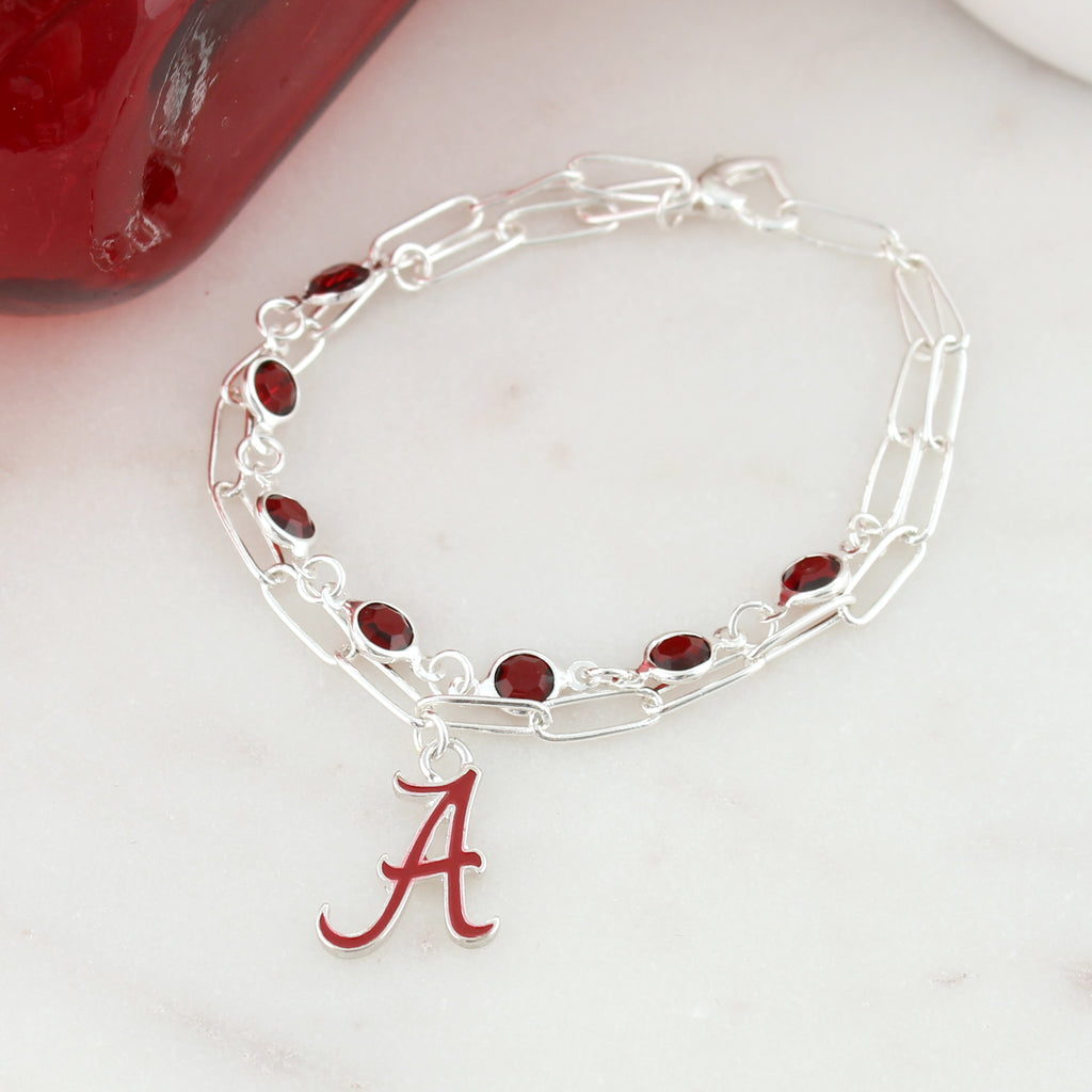 Alabama Paperclip Chain & Enamel Logo Bracelet