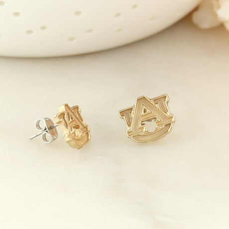 Auburn Matte Gold Logo Stud Earrings