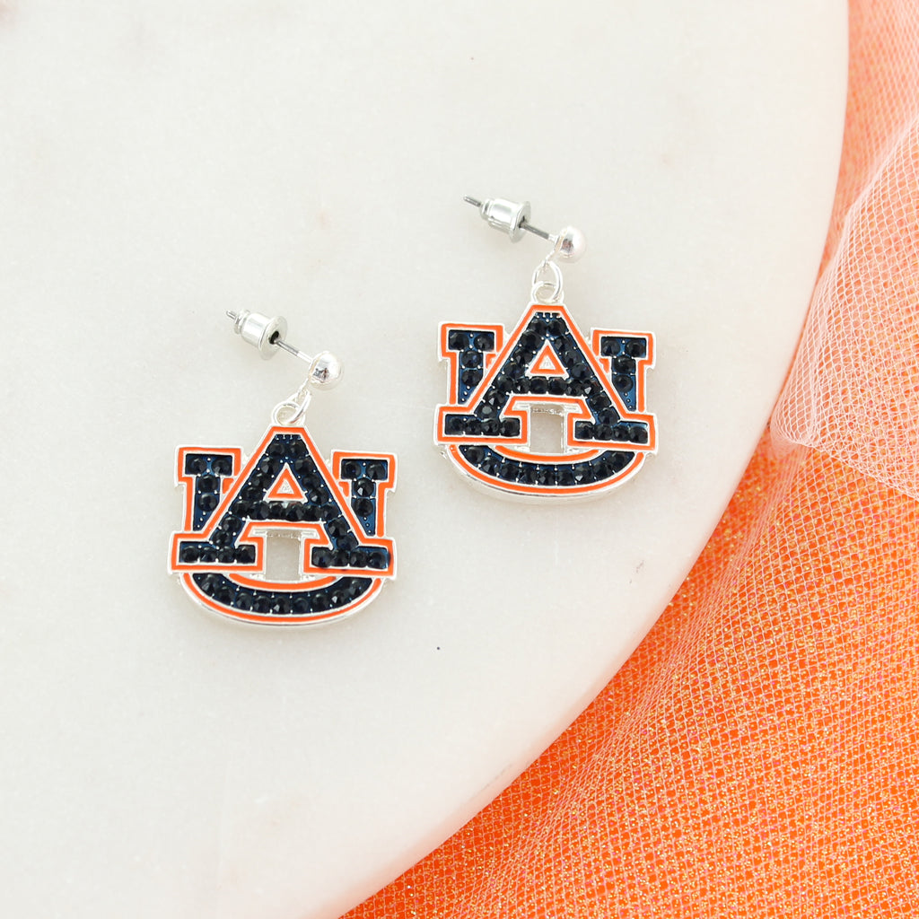 Auburn Crystal Logo Earrings