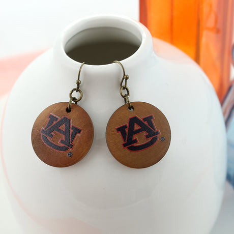 Auburn Logo Wood Disc Earrings