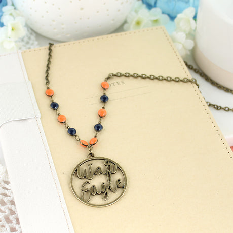 34” Auburn Vintage Style Cutout Slogan Necklace