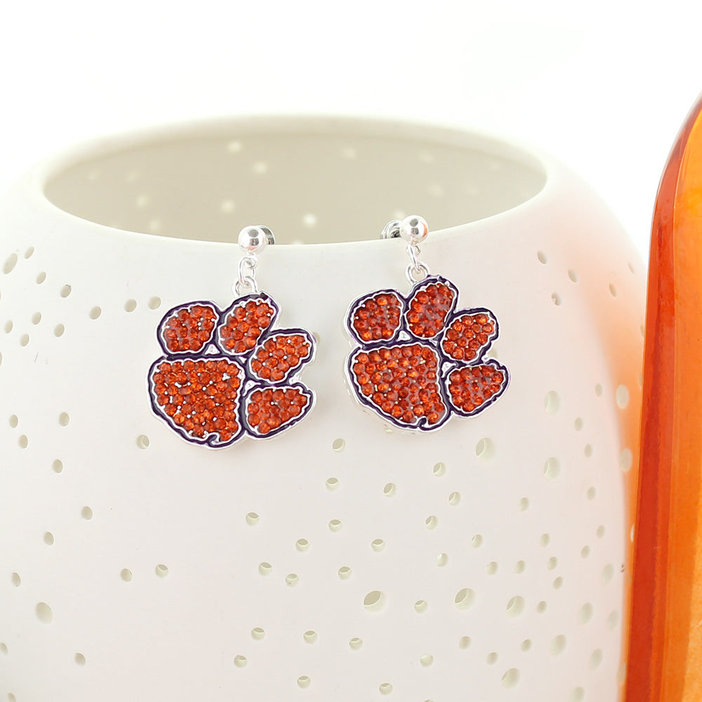 Clemson Crystal Logo Earrings