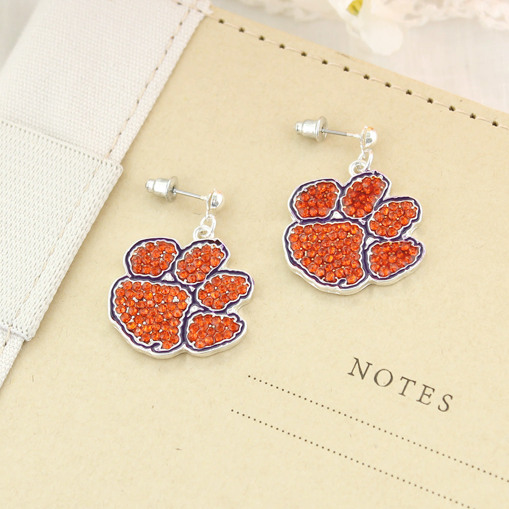 Clemson Crystal Logo Earrings