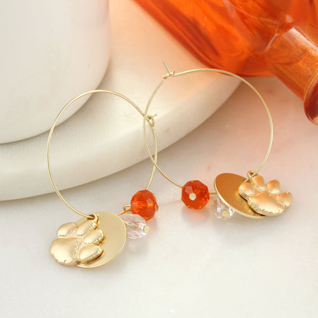 Clemson Matte Gold Logo Hoop Earrings