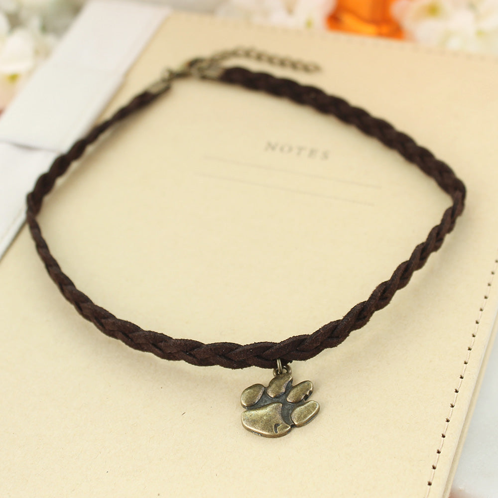 Clemson Vintage Style Logo Braided Choker