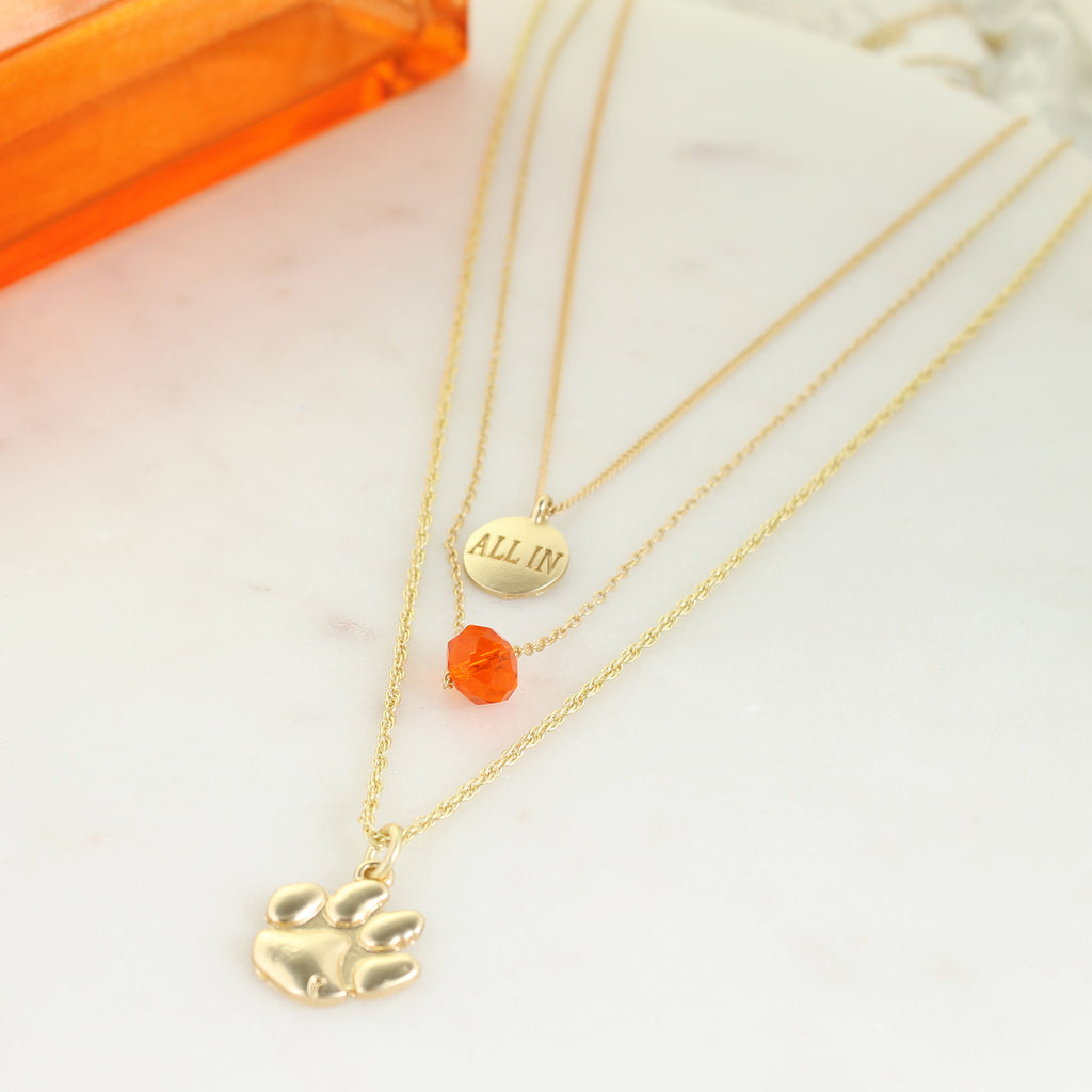 16” - 20” Clemson Matte Gold Logo Trio Necklace Set