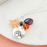 Clemson Logo Disc & Slogan Cluster Convertible Necklace