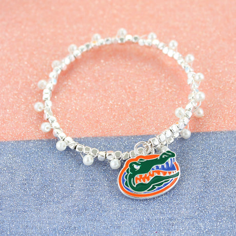 Florida Enamel Logo & Pearl Bracelet