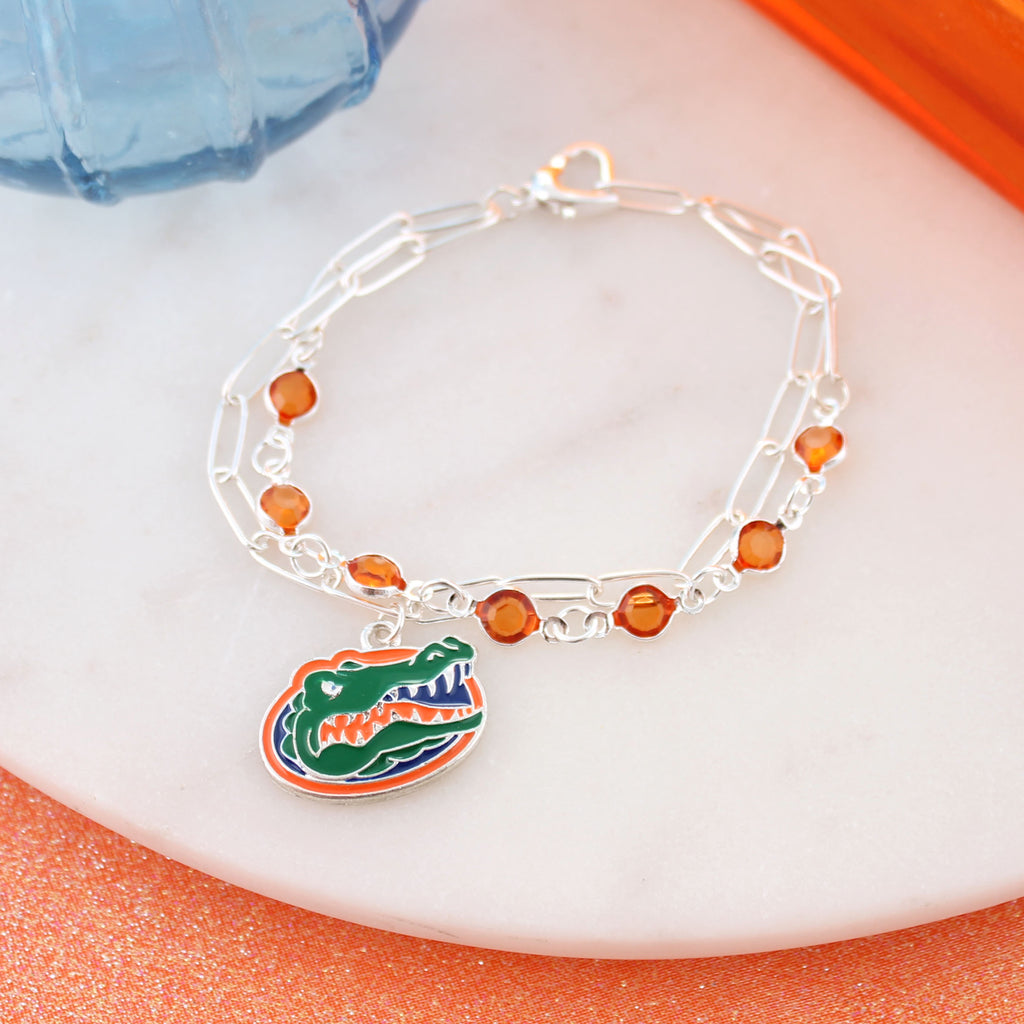 Florida Paperclip Chain & Enamel Logo Bracelet