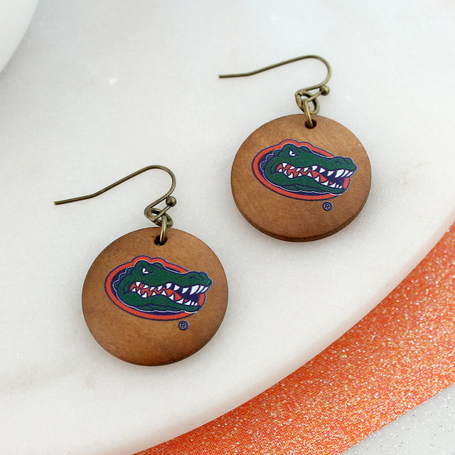 Florida Logo Wood Disc Earrings