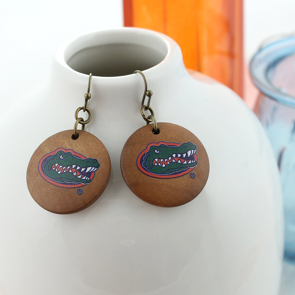 Florida Logo Wood Disc Earrings