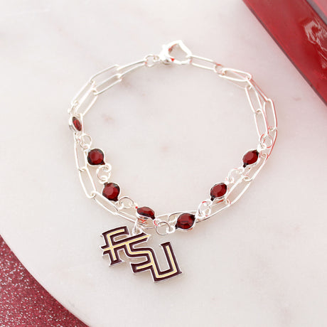 Florida State Paperclip Chain & Enamel Logo Bracelet