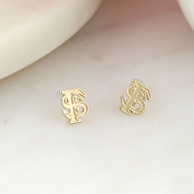 Florida State Matte Gold Logo Stud Earrings