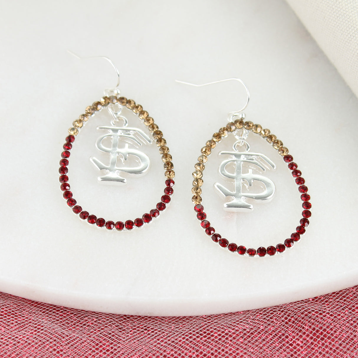 Florida State Crystal Loop Earrings