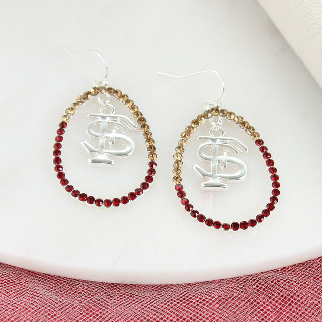 Florida State Crystal Loop Earrings