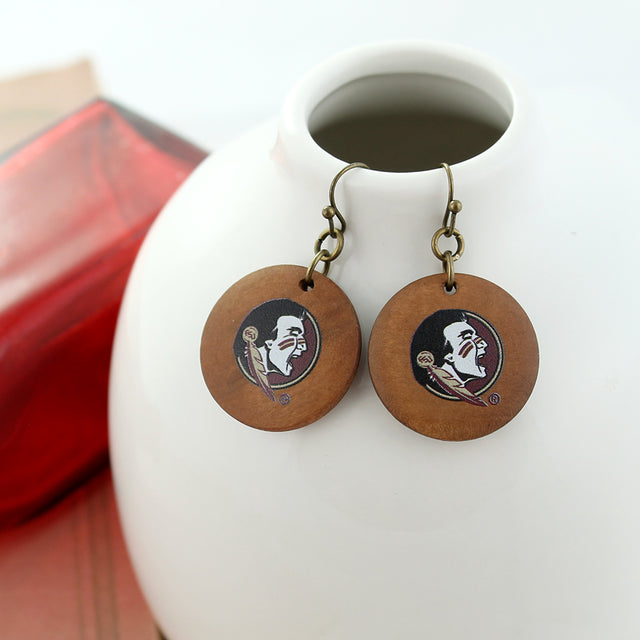 Florida State Logo Wood Disc Earrings