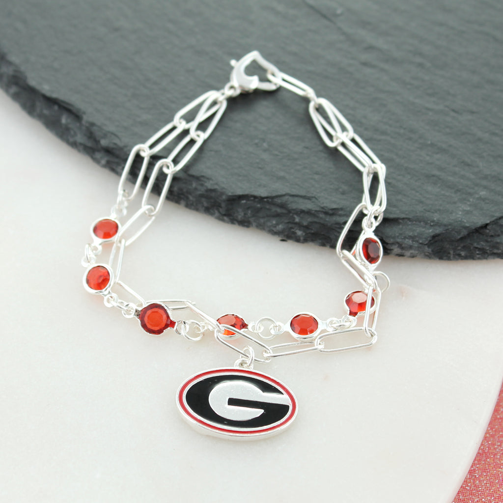 Georgia Paperclip Chain & Enamel Logo Bracelet