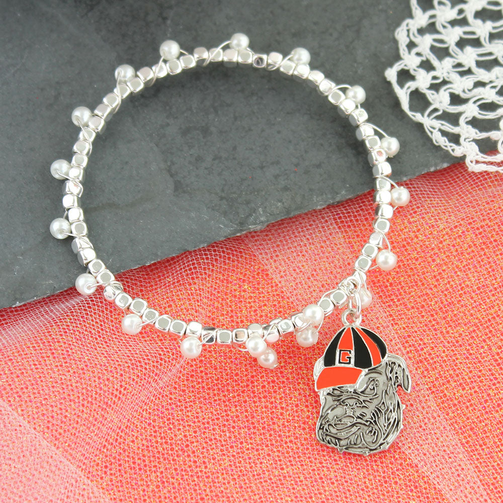 Georgia Enamel Logo & Pearl Bracelet