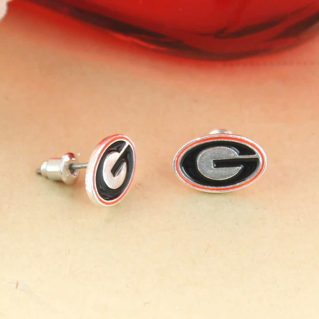 Georgia Enamel Logo Stud Earrings