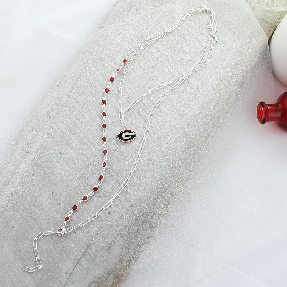 18 - 32” Georgia Paperclip Chain & Enamel Logo Necklace Set