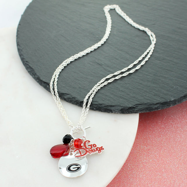 Georgia Logo Disc & Slogan Cluster Convertible Necklace