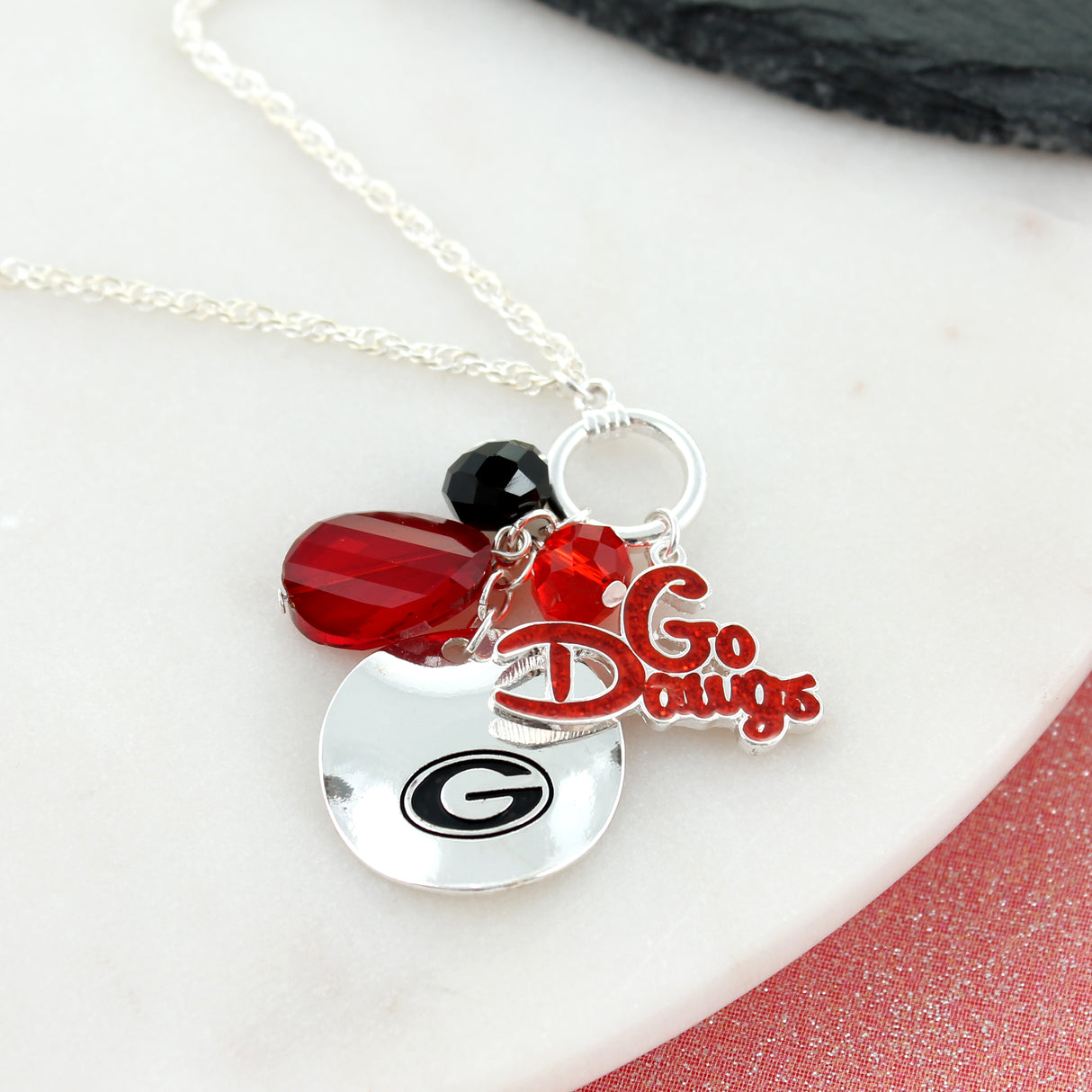 Georgia Logo Disc & Slogan Cluster Convertible Necklace