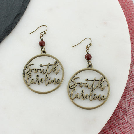 South Carolina Vintage Style Cutout Slogan Earrings