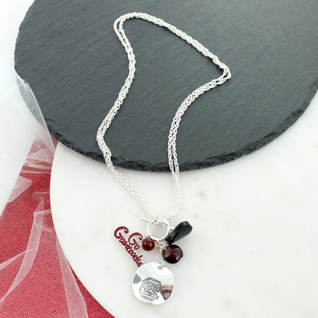 South Carolina Logo Disc & Slogan Cluster Convertible Necklace