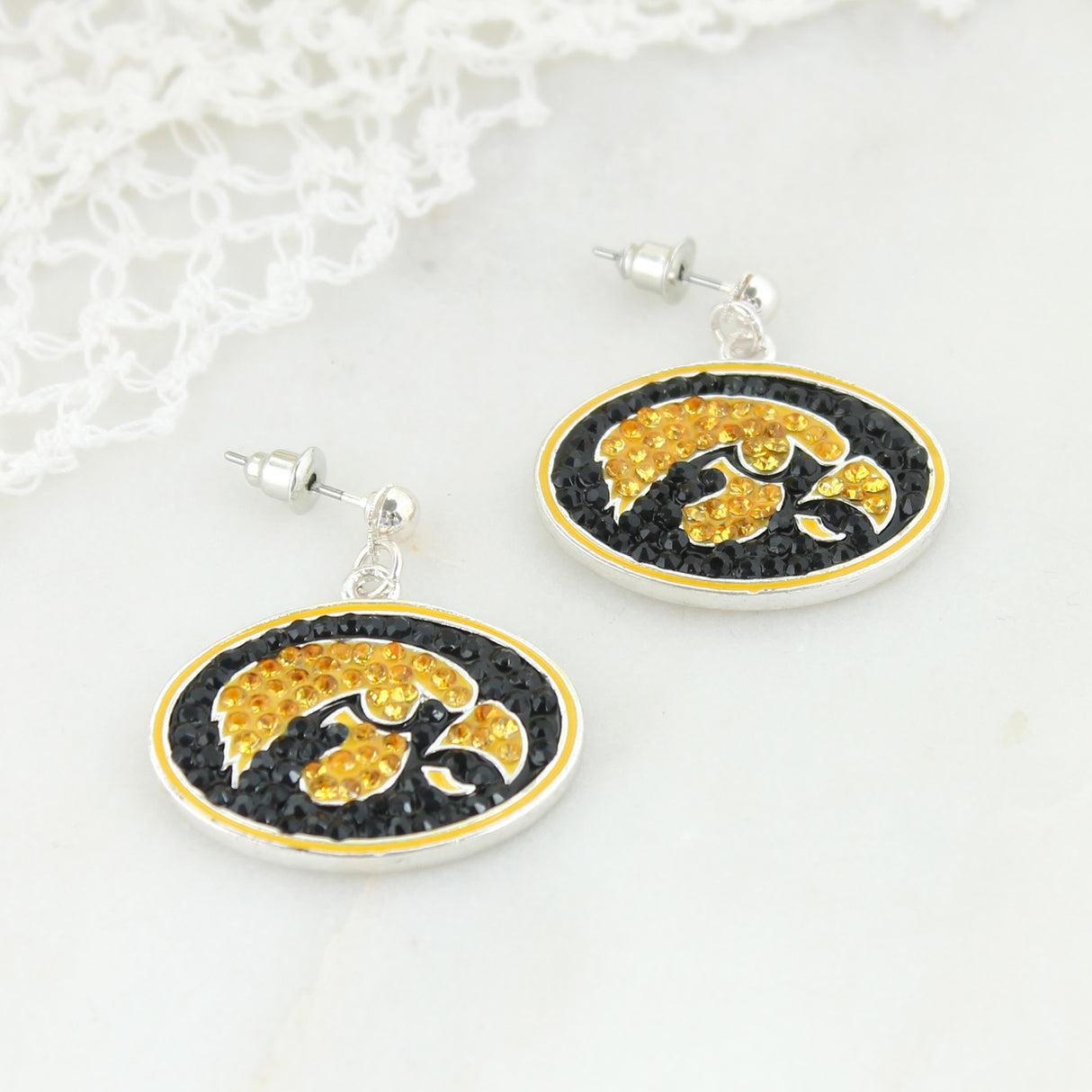 Iowa Crystal Logo Earrings