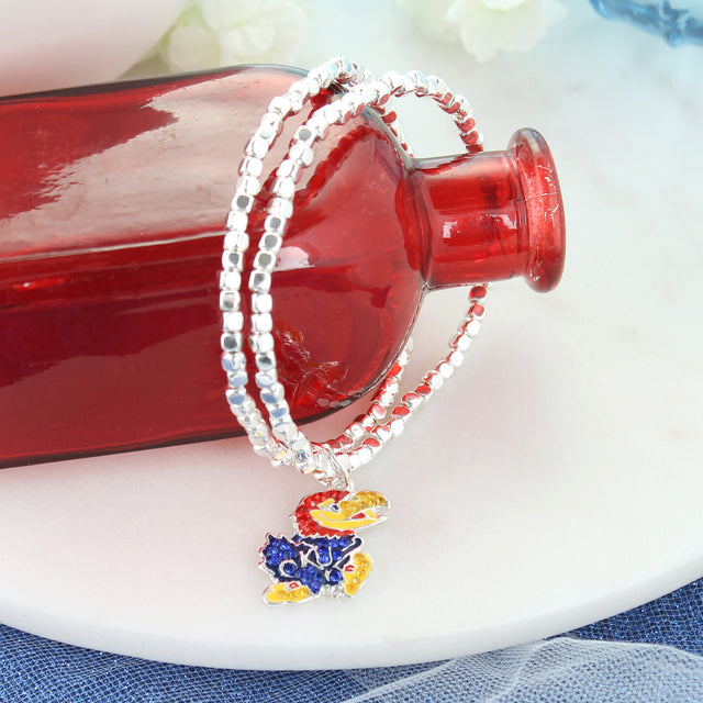 Kansas Jayhawks Crystal Logo Stretch Bracelet