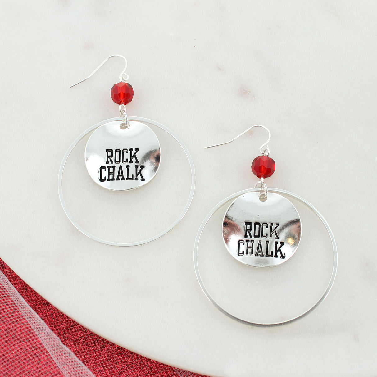 Kansas Slogan Disc Earrings