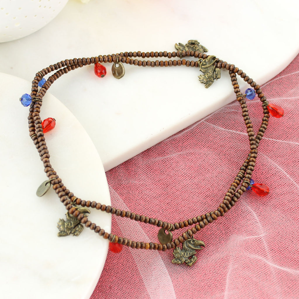 Kansas Wood Bead Stretch Necklace/Bracelet