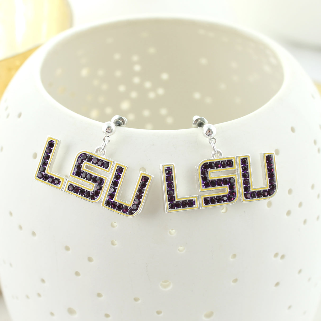 LSU Crystal Logo Earrings