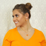 Clemson Enamel Logo & Pearl Necklace