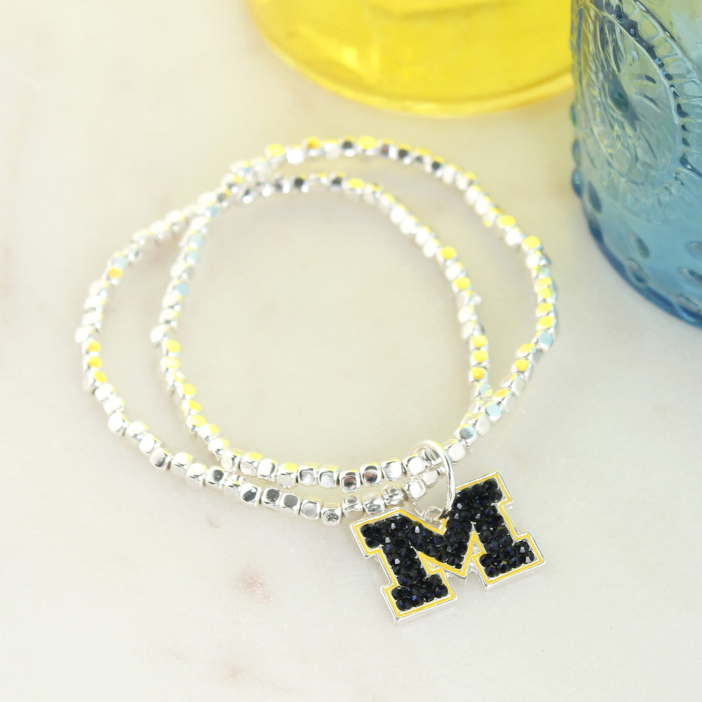Michigan Crystal Logo Stretch Bracelet