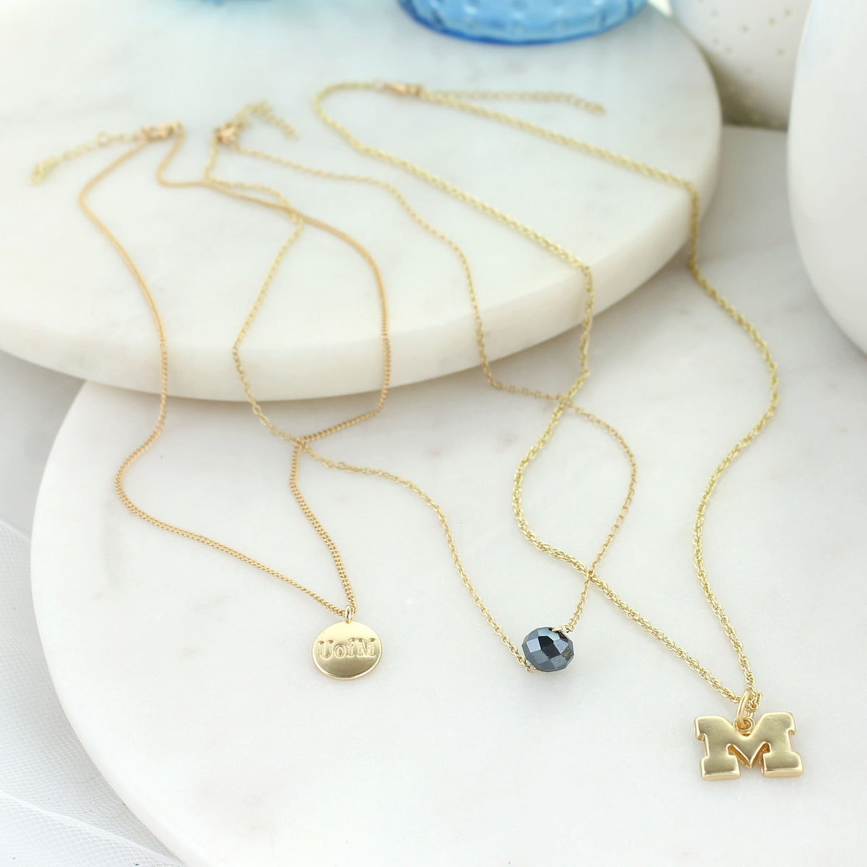 16” - 20” Michigan Matte Gold Logo Trio Necklace Set