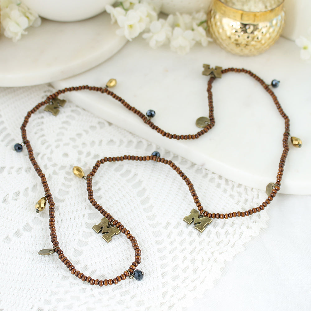 Michigan Wood Bead Stretch Necklace/Bracelet
