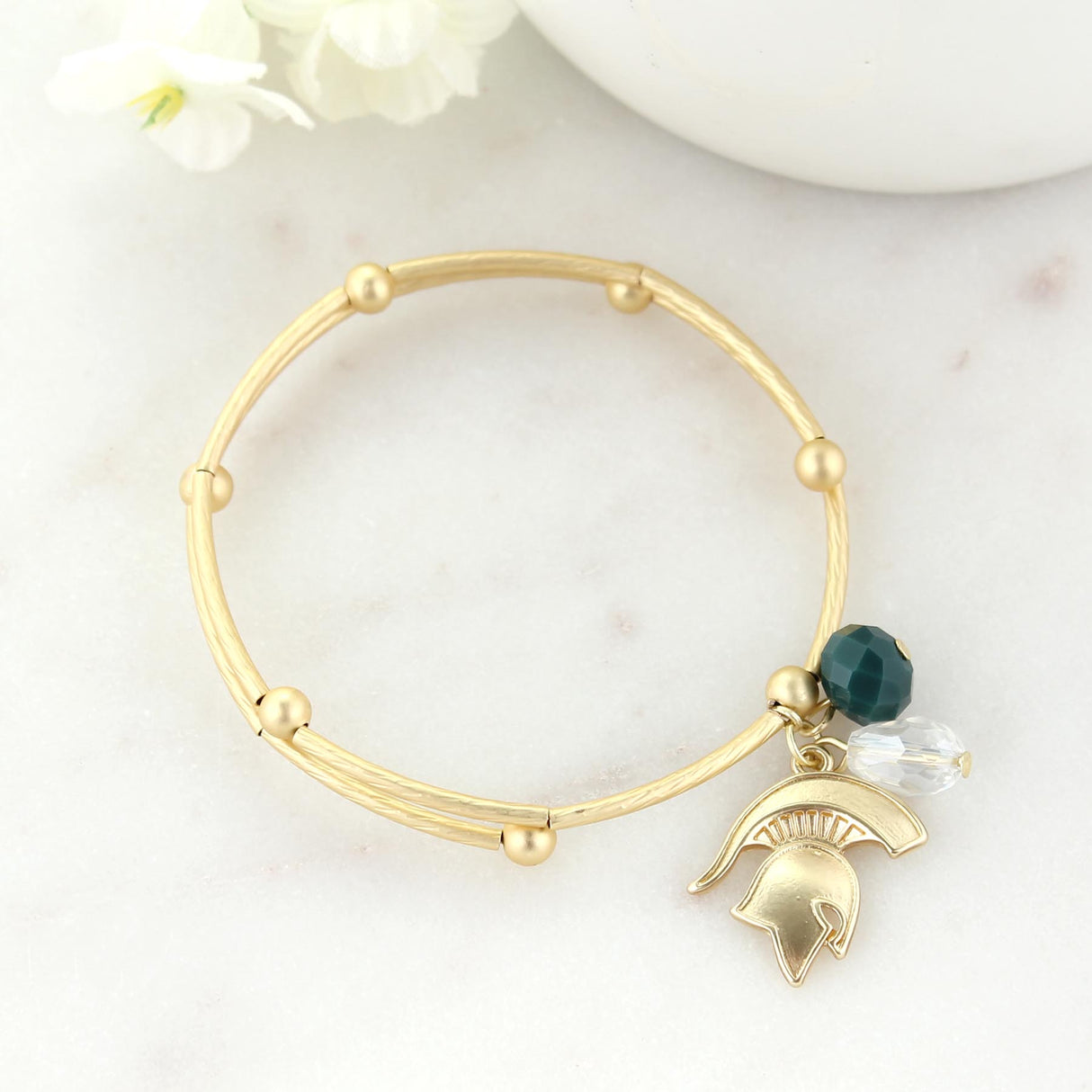 Michigan State Matte Gold Logo Bracelet