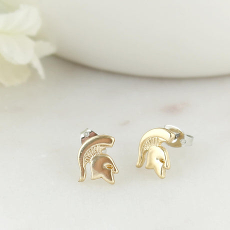 Michigan State Matte Gold Logo Stud Earrings