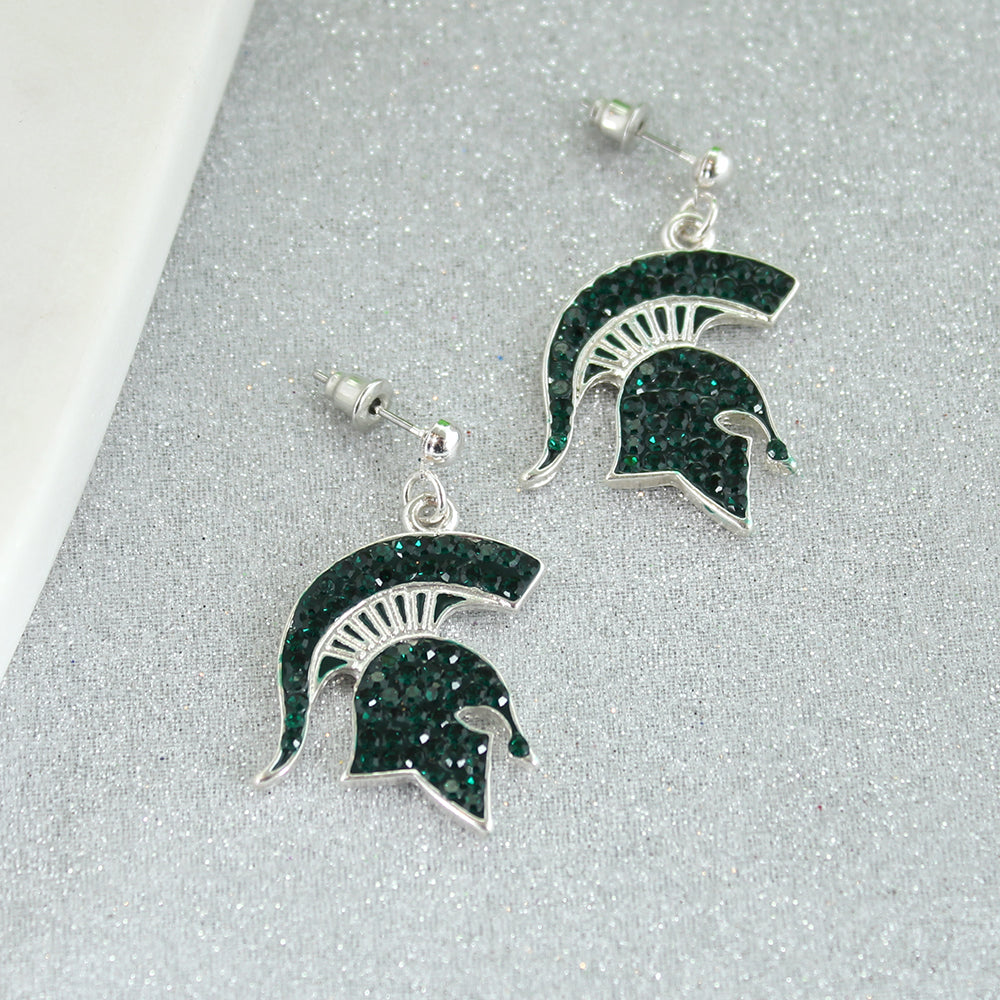 Michigan State Crystal Logo Earrings