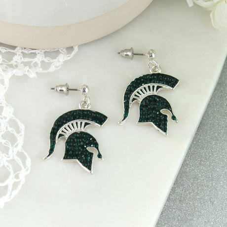 Michigan State Crystal Logo Earrings