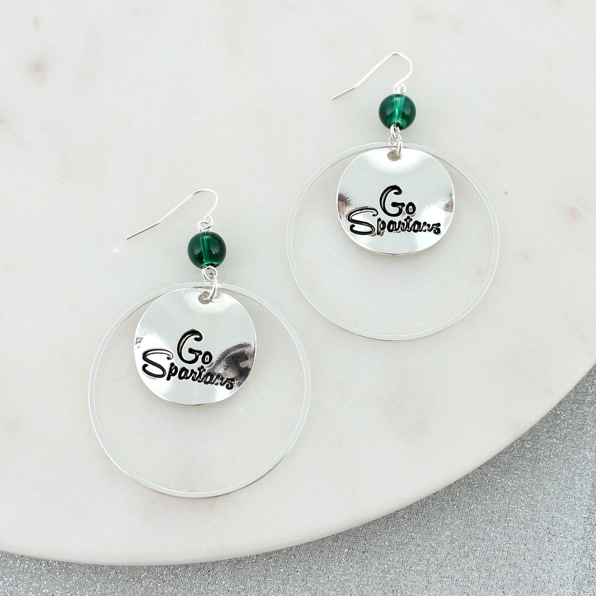 Michigan State Slogan Disc Earrings