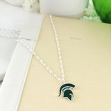 Michigan State Enamel Logo & Pearl Necklace