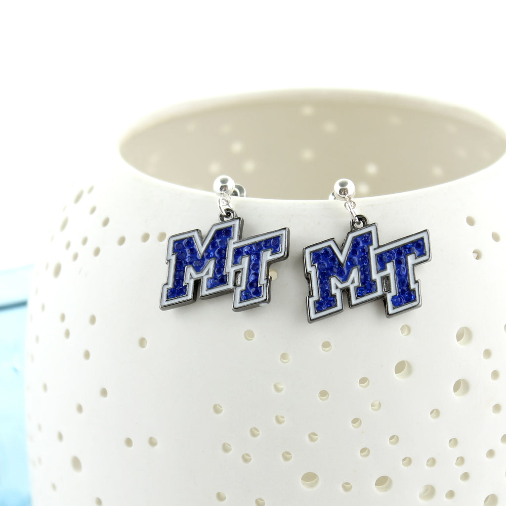 MTSU Crystal Logo Earrings