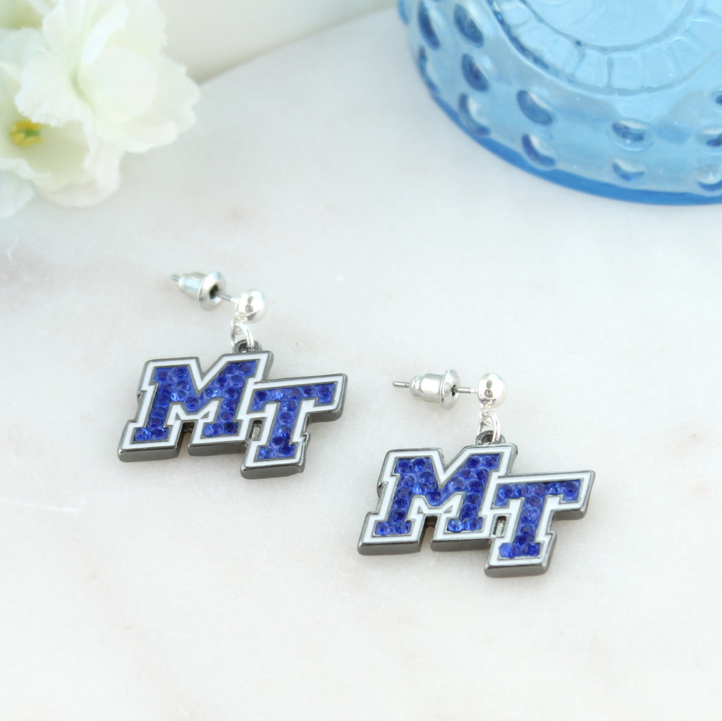 MTSU Crystal Logo Earrings